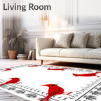 Red Cardinal Whimsical Patterned Border Rug