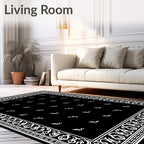 Black White Ornate Paisley Bandana Rug