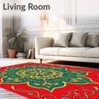 Mandala Inspired Floral Red Rug