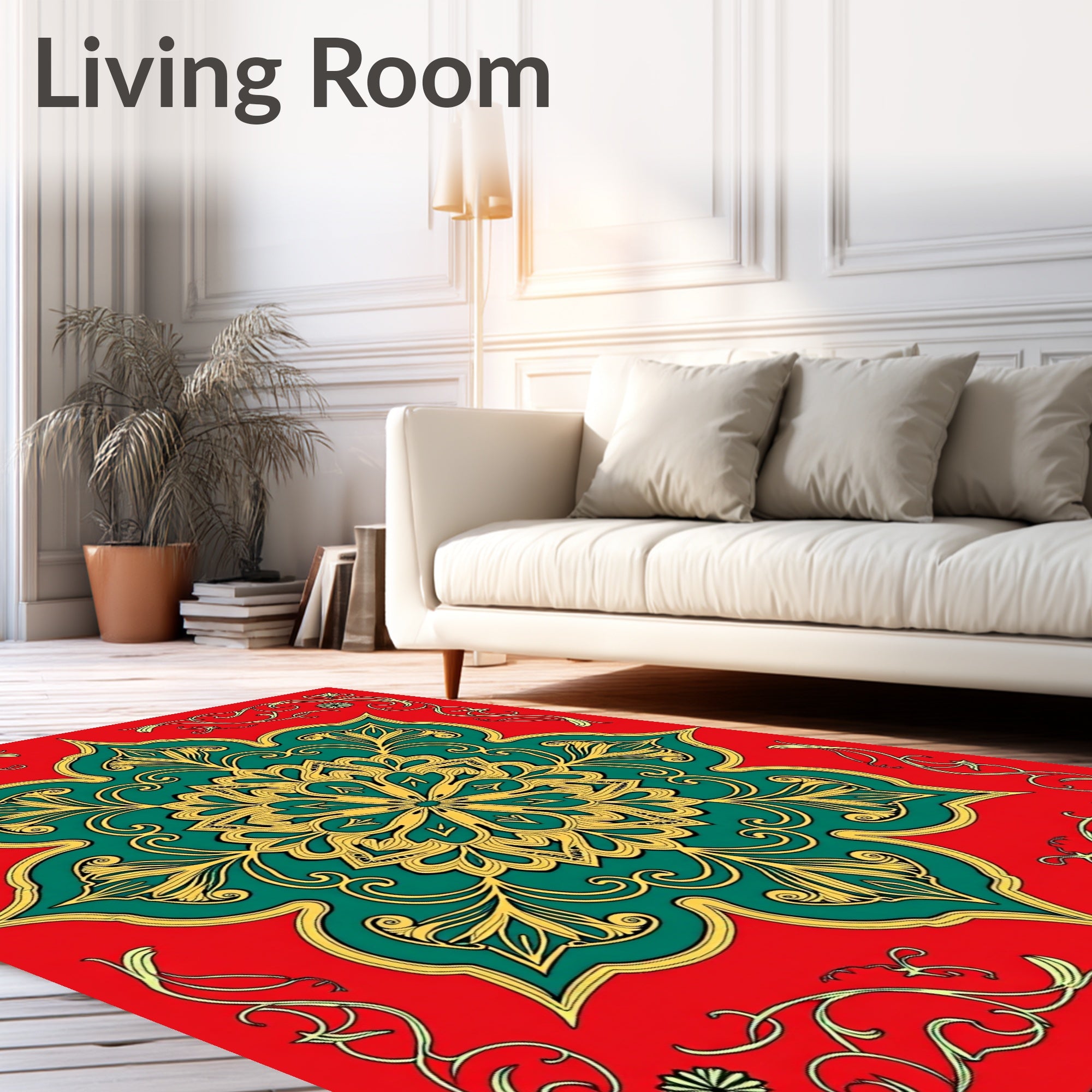 Mandala Inspired Floral Red Rug