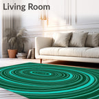 Teal Swirl Concentric Pattern Rug