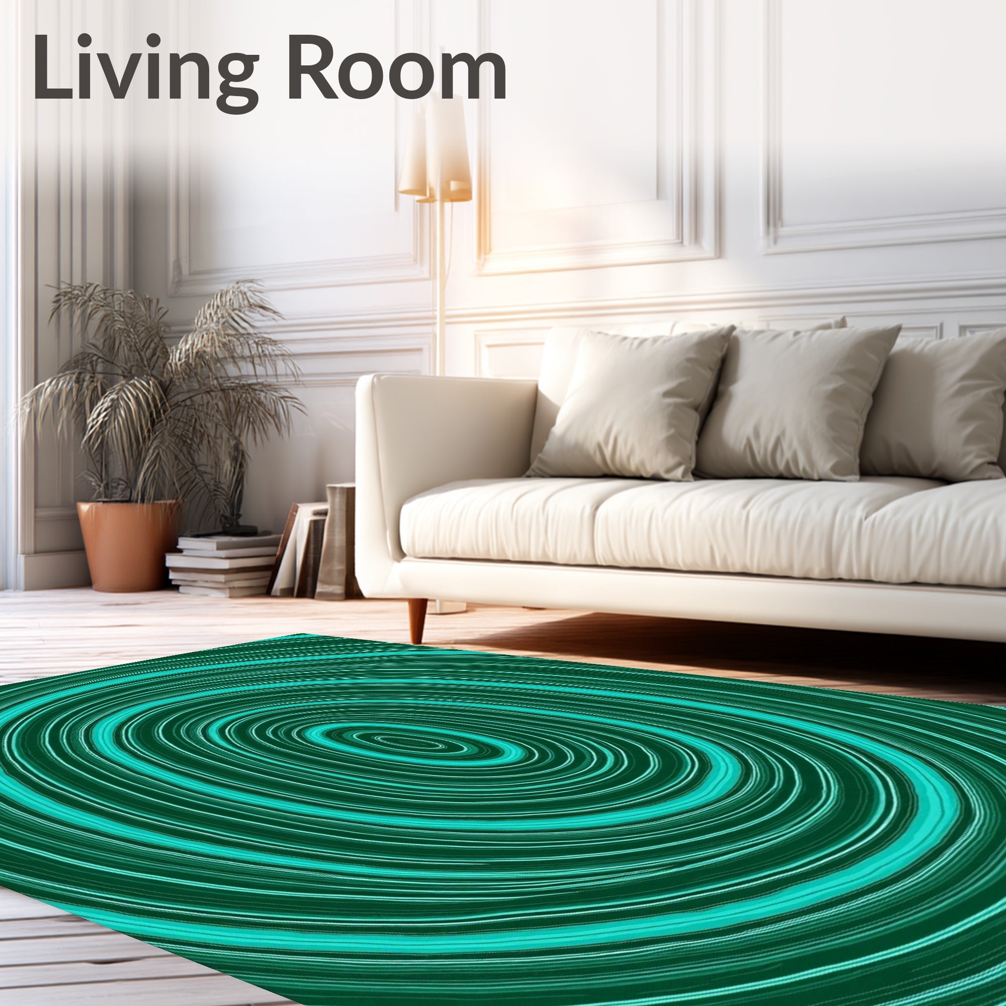 Teal Swirl Concentric Pattern Rug