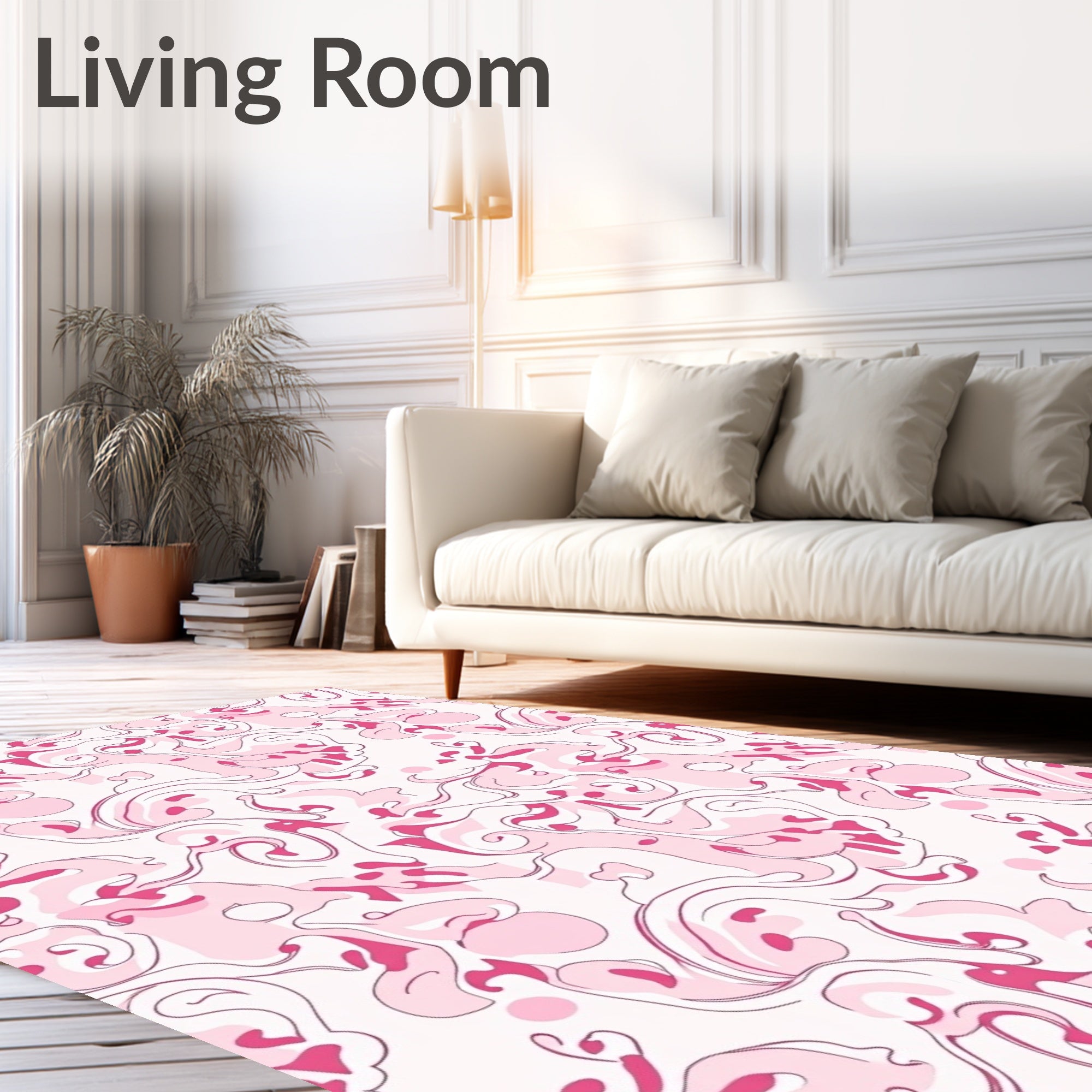 Abstract Pink Swirl Pattern Rug
