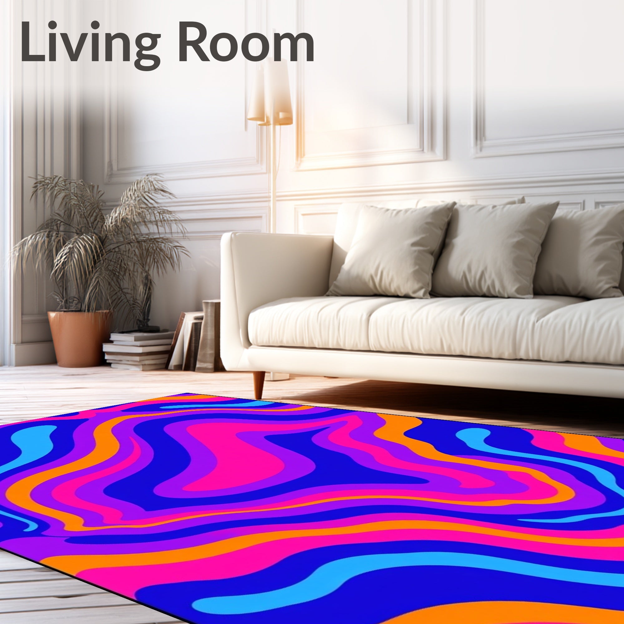 Psychedelic Wavy Colorful Abstract Design Rug