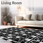 Black White Plaid Pumpkin Pattern Rug
