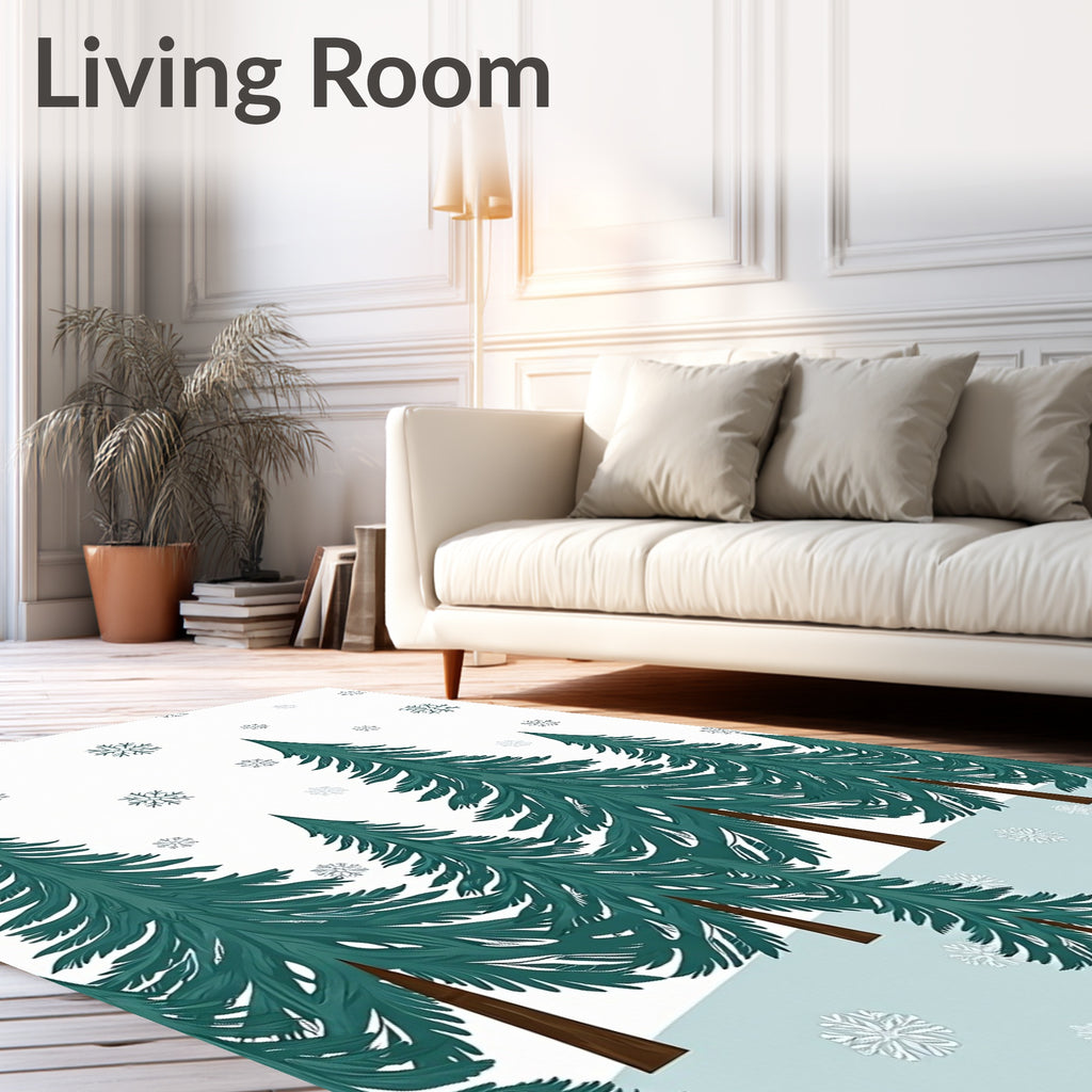 Winter Forest Snowflake Pattern Rug