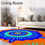 Vibrant Sunburst Geometric Mandala Rug