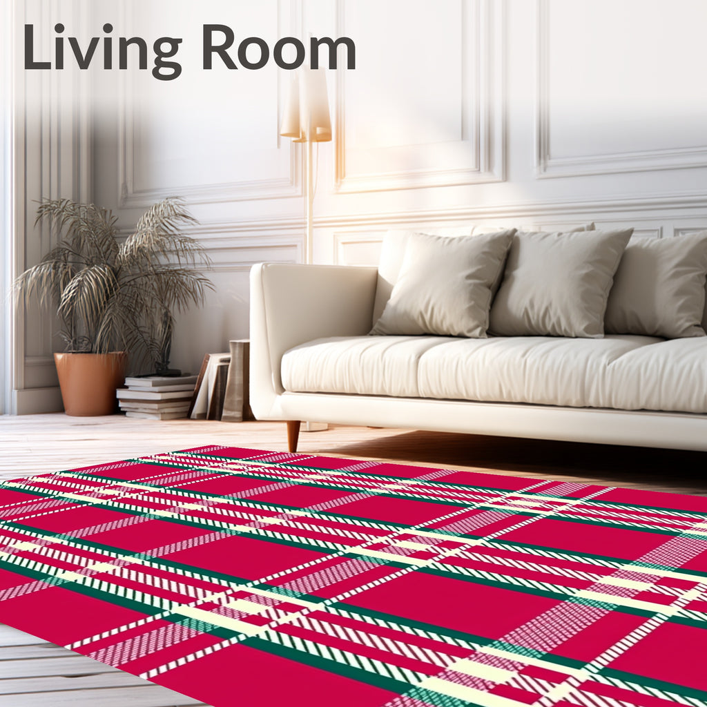 Classic Red Tartan Plaid Design Rug