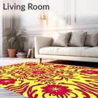 Radiant Red Floral Medallion Pattern Rug