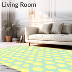 Modern Geometric Hexagonal Yellow Teal Rug