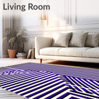 Bold Purple White Striped Geometric Rug