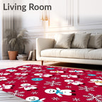 Festive Snowman Snowflake Pattern Design Rug