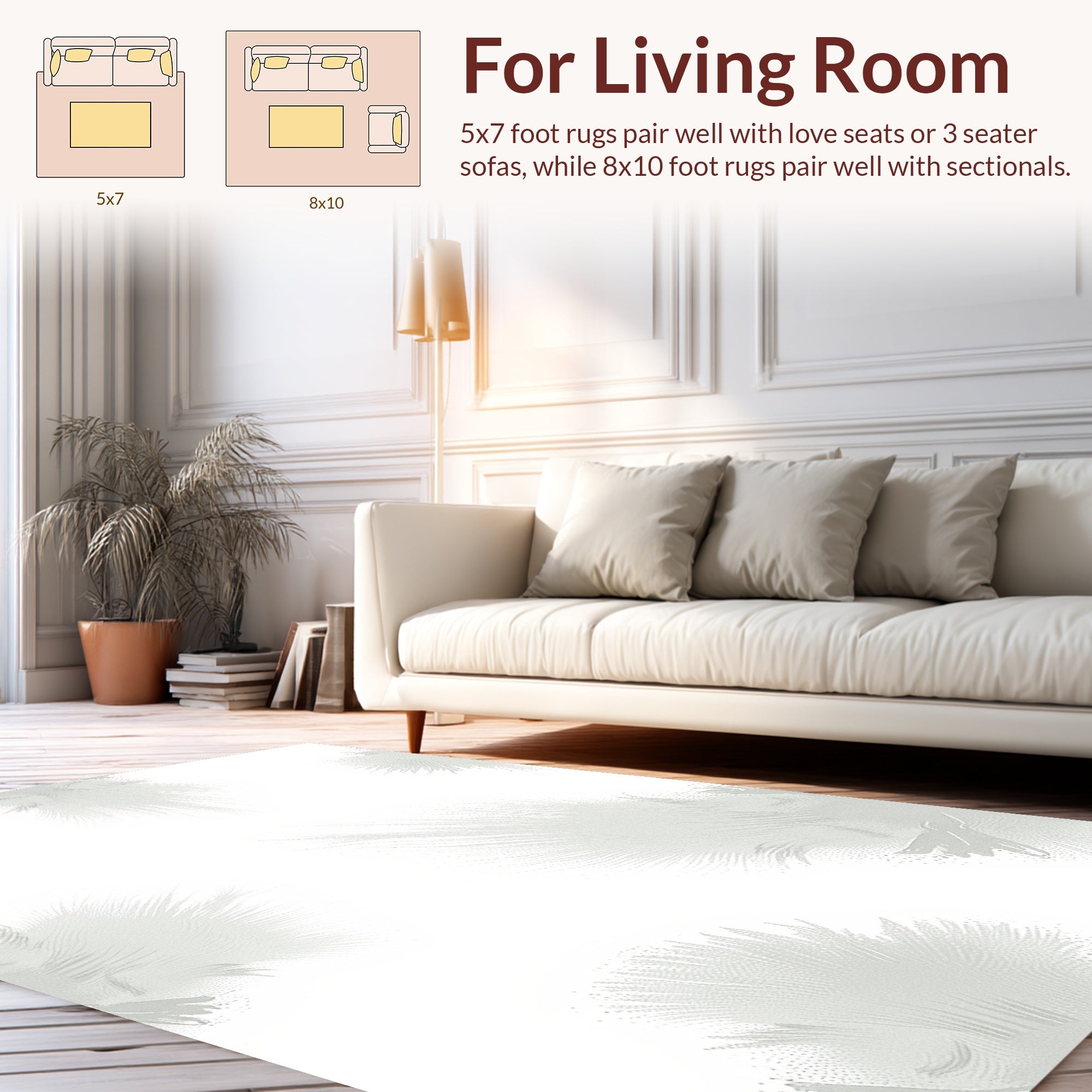 Light Gray Botanical Bloom Pattern Rug