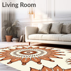 Brown Petal Mandala Pattern Rug