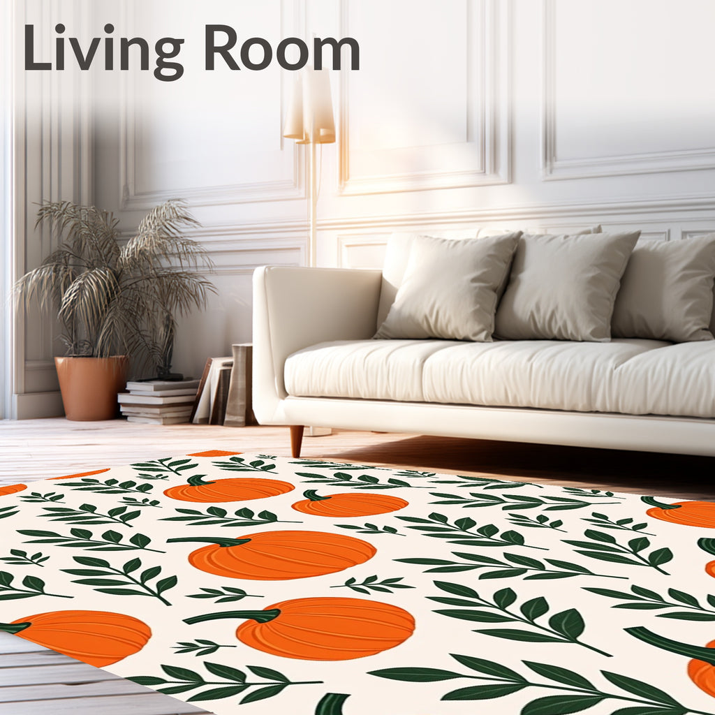 Pumpkin And Leaf Pattern Rug