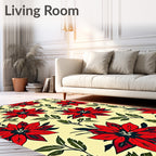 Red Floral Pattern Vivid Colors Rug