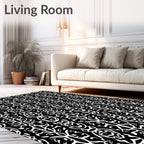 Black White Abstract Tribal Pattern Rug