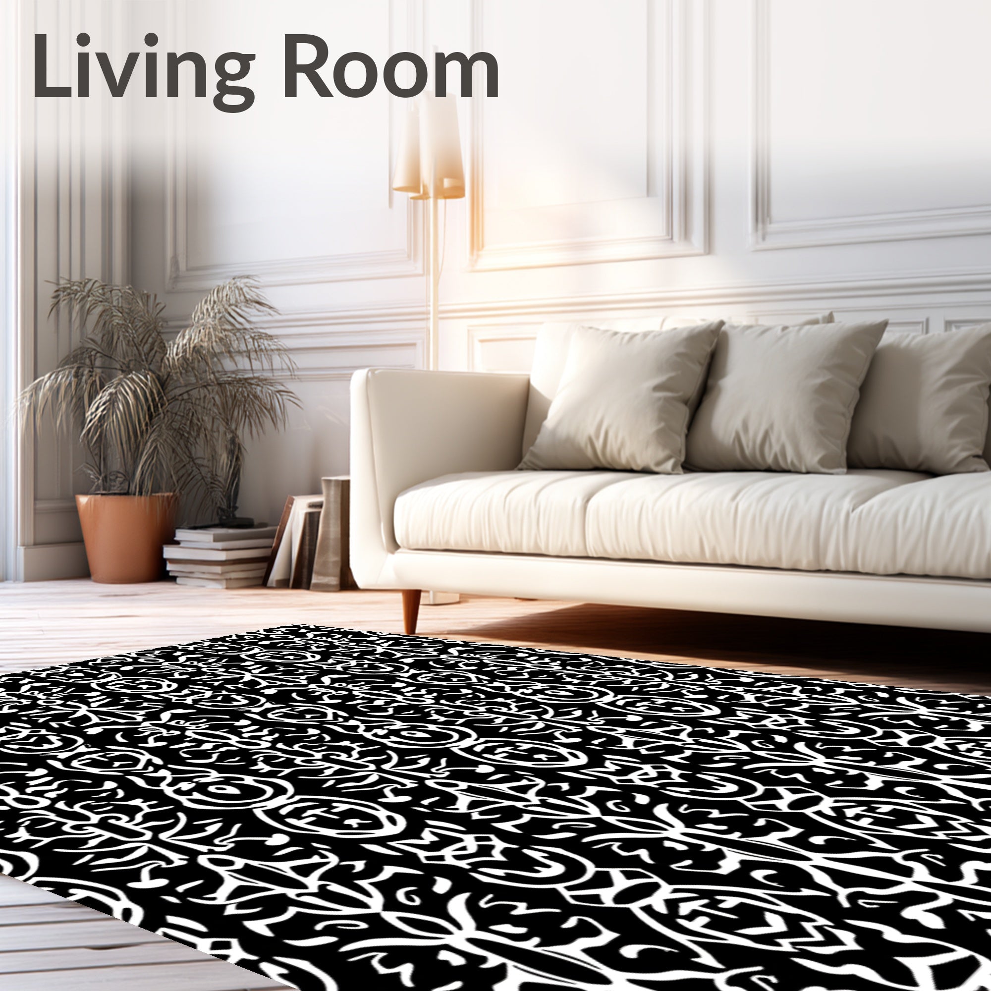 Black White Abstract Tribal Pattern Rug