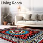 Vibrant Mandala Floral Border Design Rug