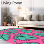 Vibrant Teal Leaf Tropical Paradise Rug
