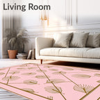 Delicate Leaf Pattern Pink Background Rug
