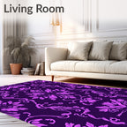 Ornate Pink Floral Damask Pattern Rug