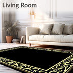 Golden Baroque Scroll Border Rug
