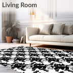 Bold Black White Graphic Pattern Rug