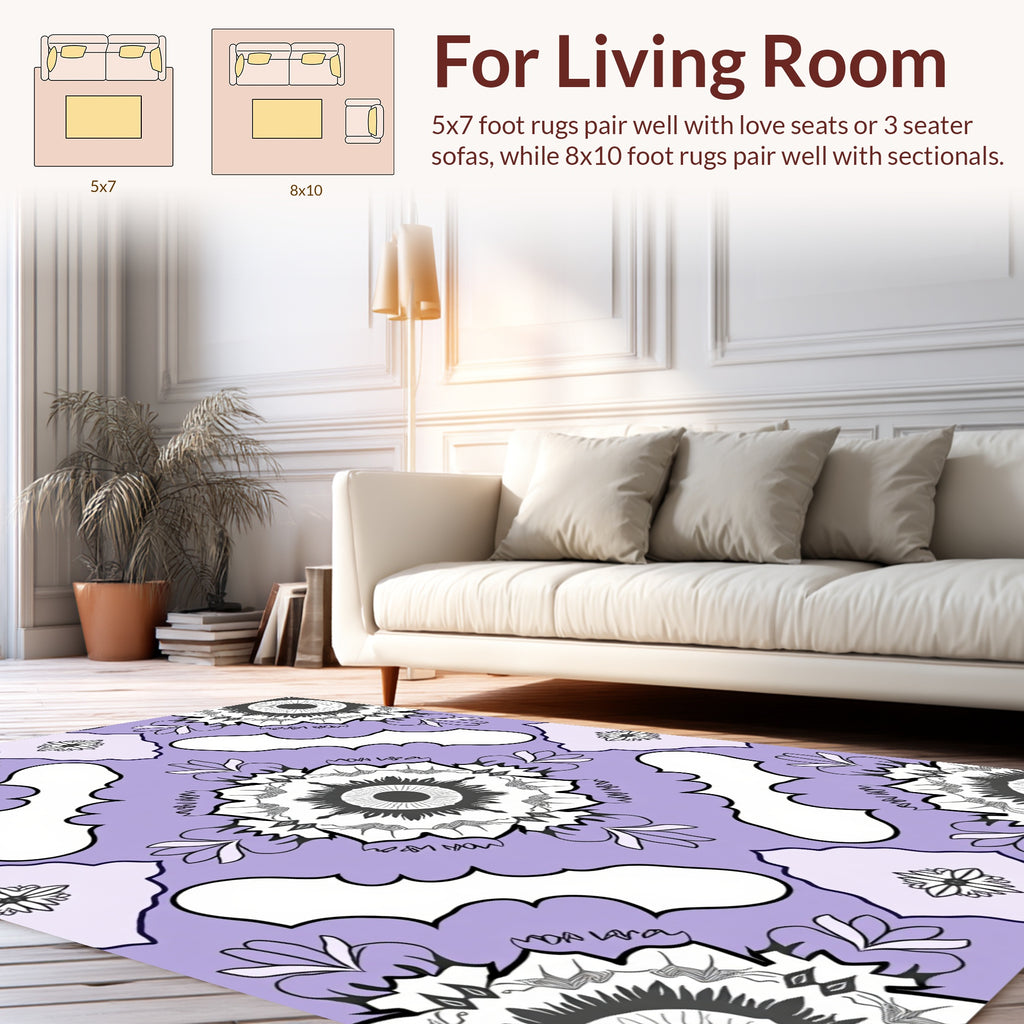 Mandala Floral Lavender Pattern Rug