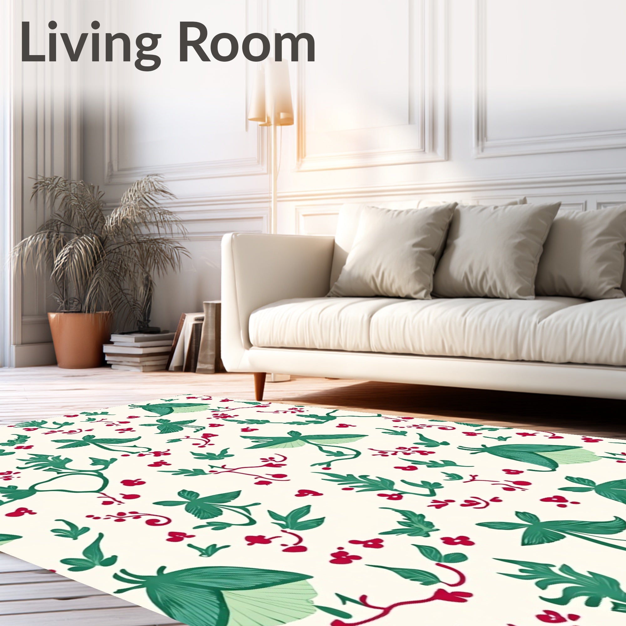 Botanical Berry Vine Pattern Rug