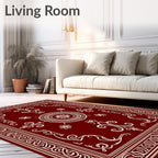 Ornate Red Cream Mandala Pattern Rug