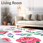 Pink Rose 2 Purple Herbal Meadow Rug