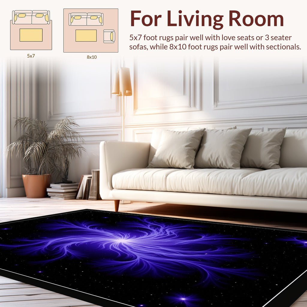 Abstract Swirling Blue Starburst Pattern Rug