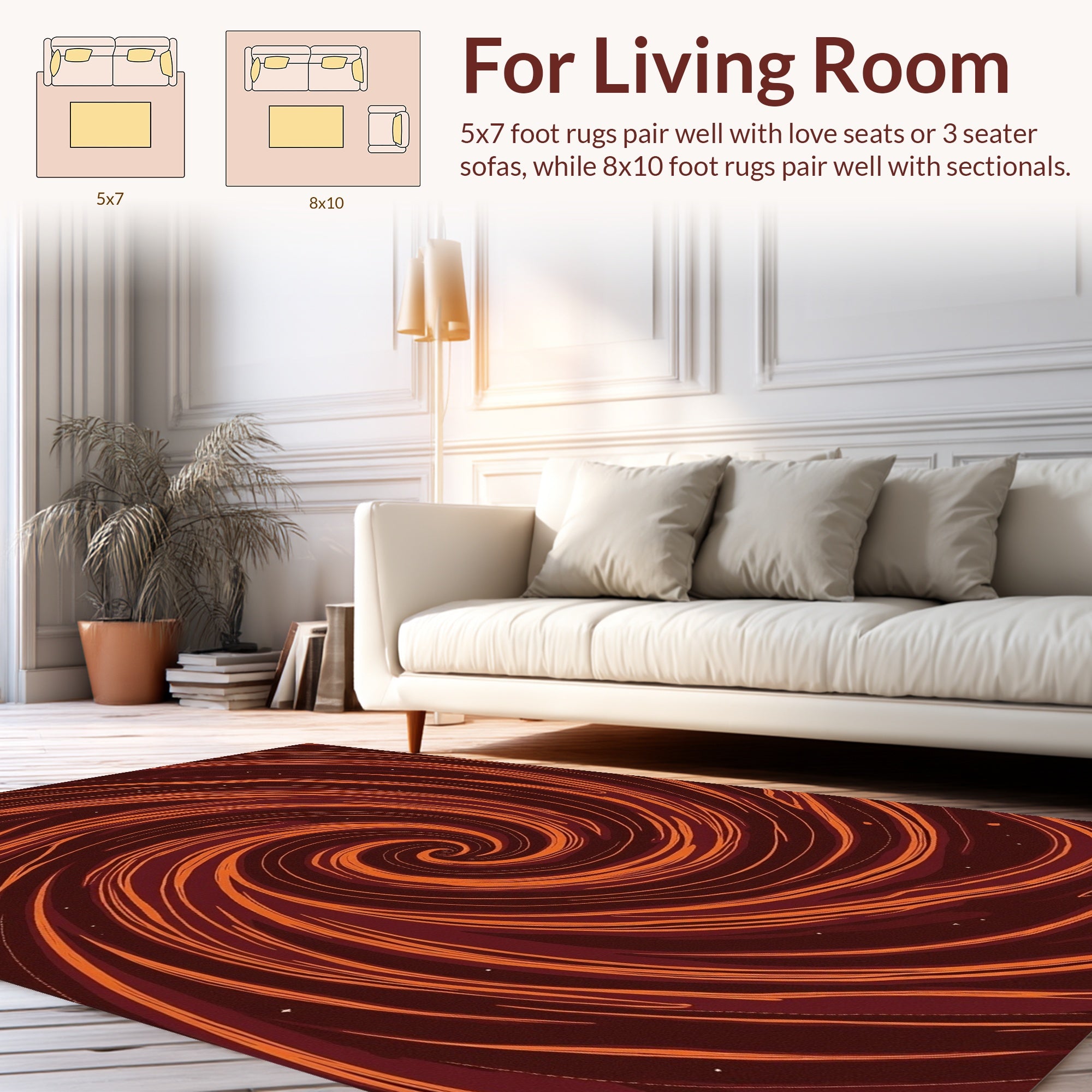 Abstract Swirls Warm Nebula Pattern Rug