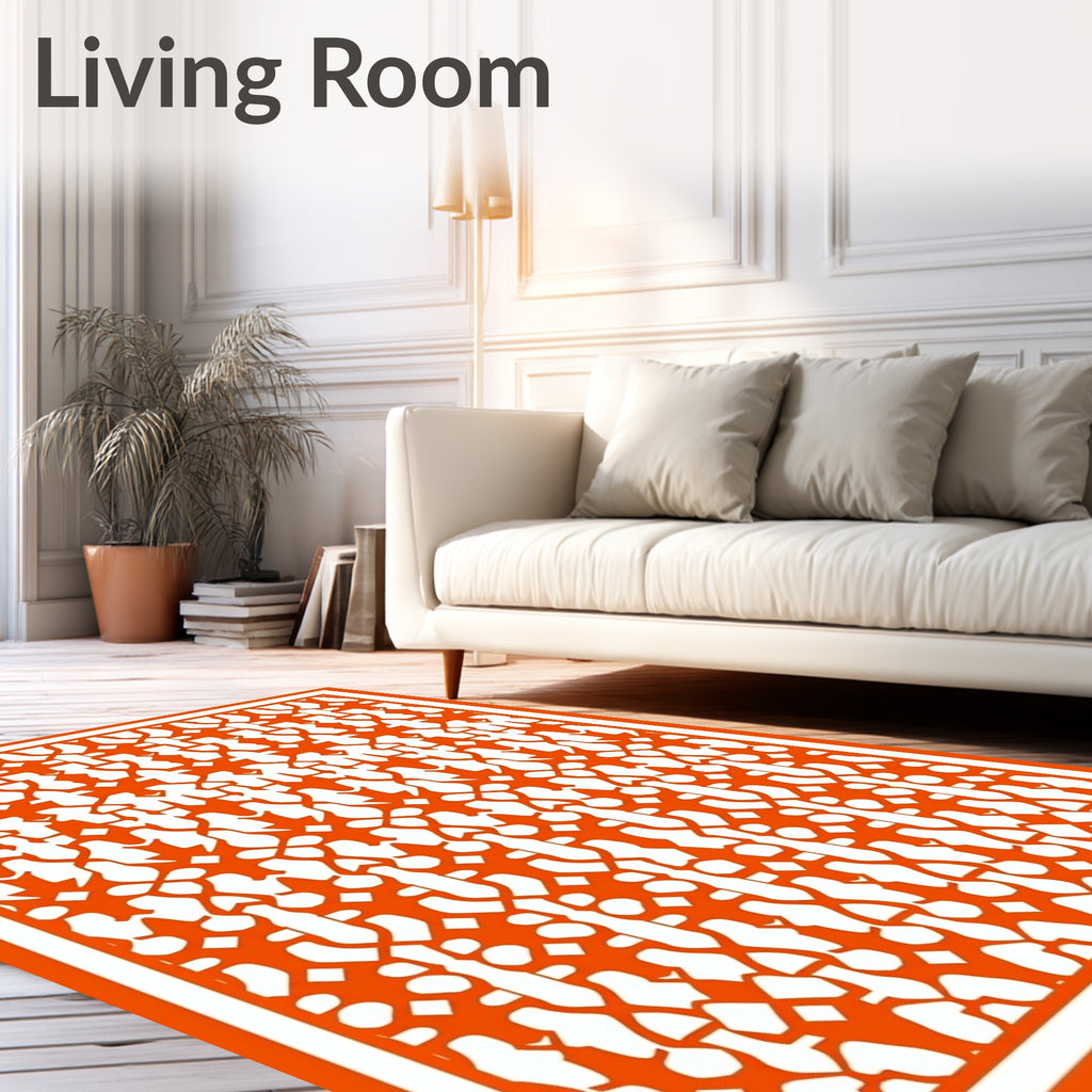 Bold Orange Geometric Pattern Rug