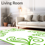 Nature Inspired Green Swirl Vine Design Rug