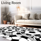 Classic Soccer Ball Pattern Print Rug
