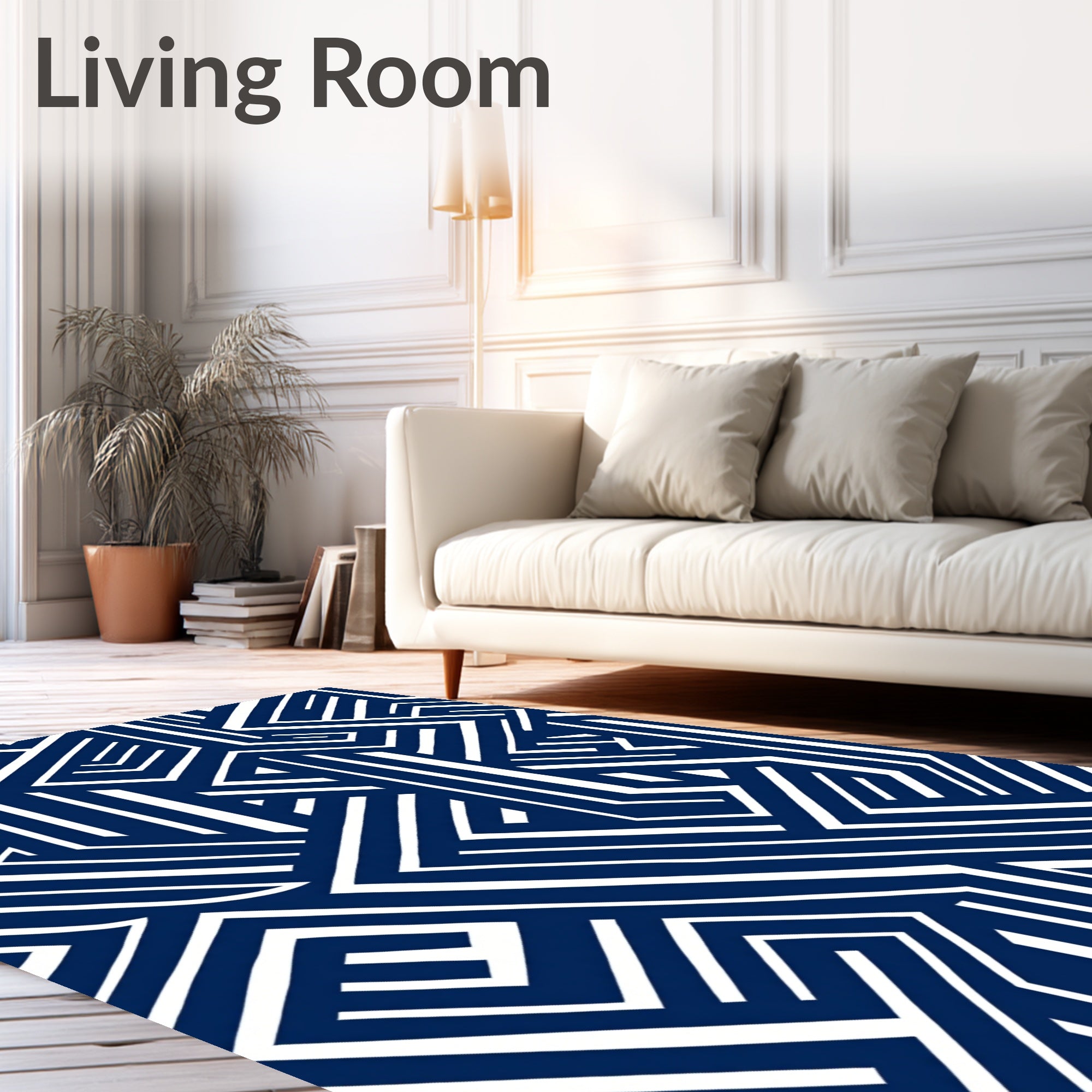 Interlocking Geometric Maze Design Rug