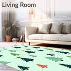 Winter Trees and Stars Pattern Rug