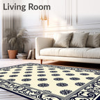 Classic Floral Bordered Cream Rug