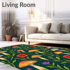 Whimsical Mushroom Floral Garden Pattern Rug