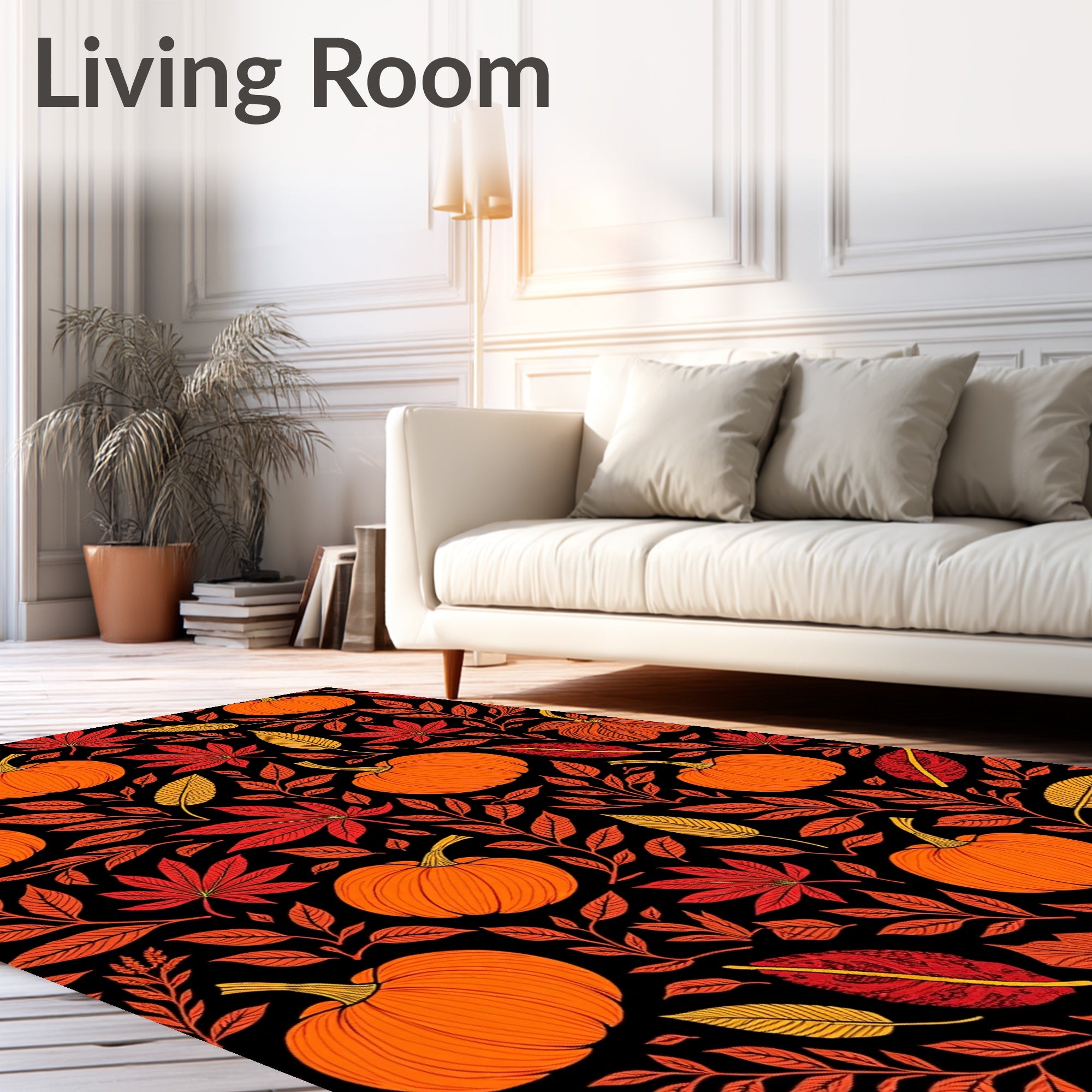 Autumn Pumpkin Vine Pattern Rug