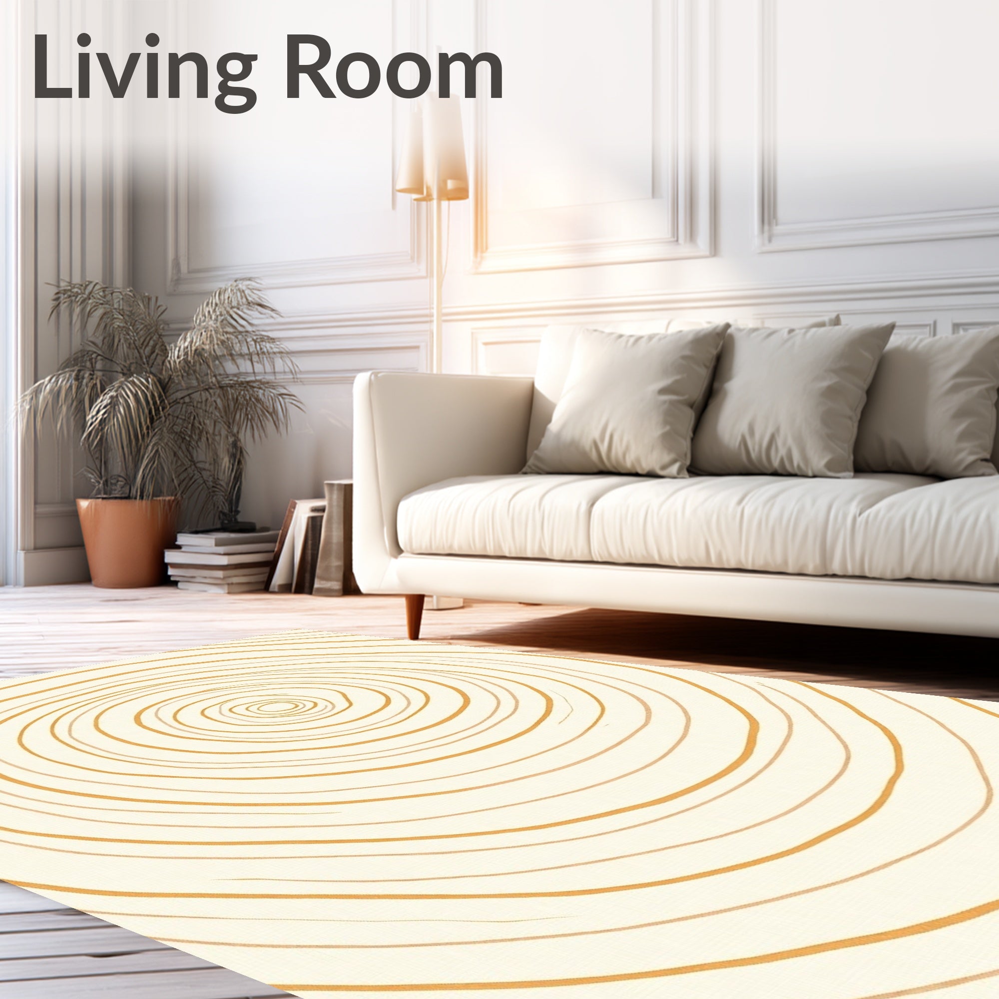 Golden Circular Grain Abstract Rug