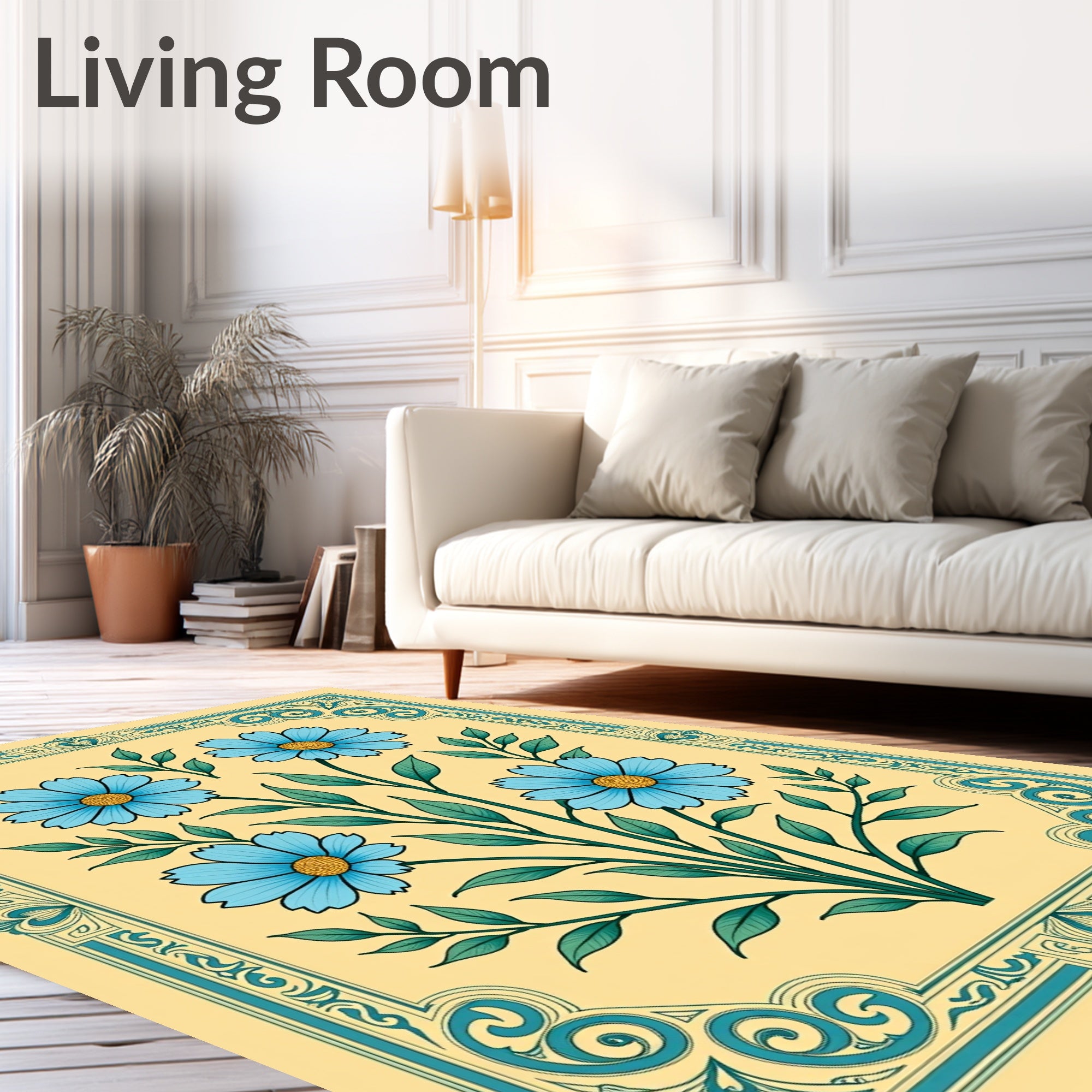 Floral Garden Border Design Rug