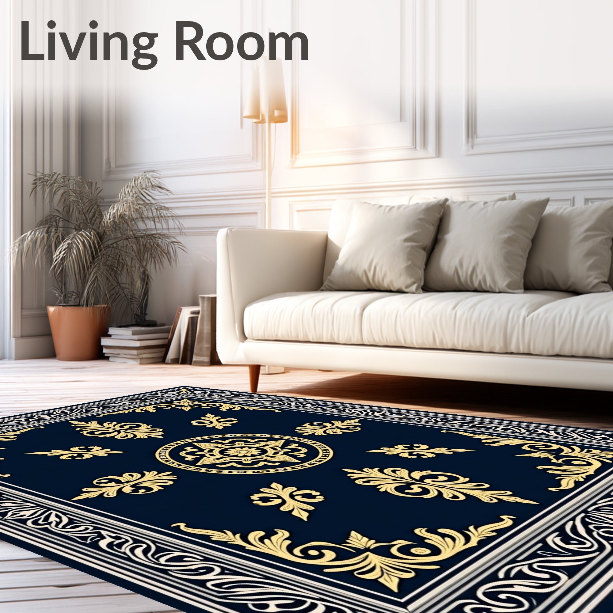 Antique Palatial Floral Gold Pattern Rug