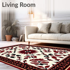 Crimson Floral Medallion Pattern Rug