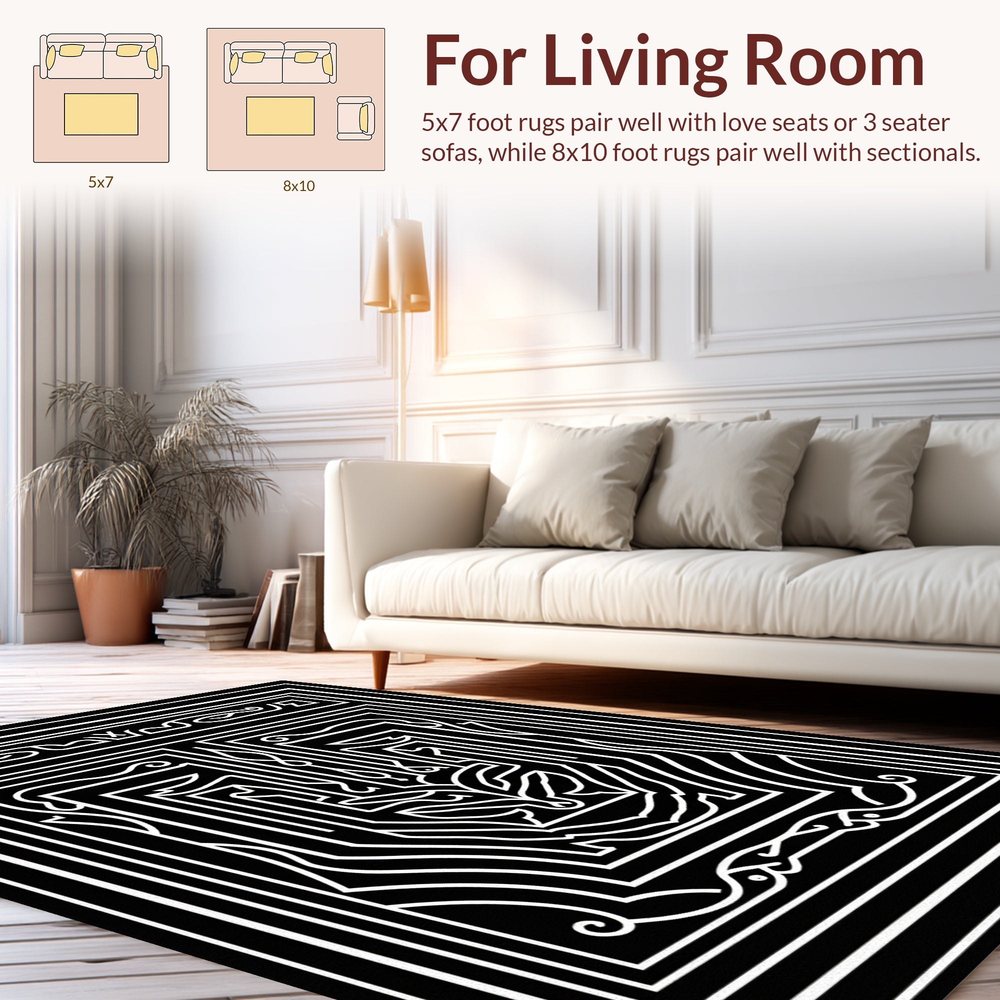 Monogrammatic Abstract Symmetry Design Rug
