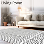 Abstract Black White Grid Design Rug