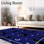 Navy Bat Celestial Pattern Rug