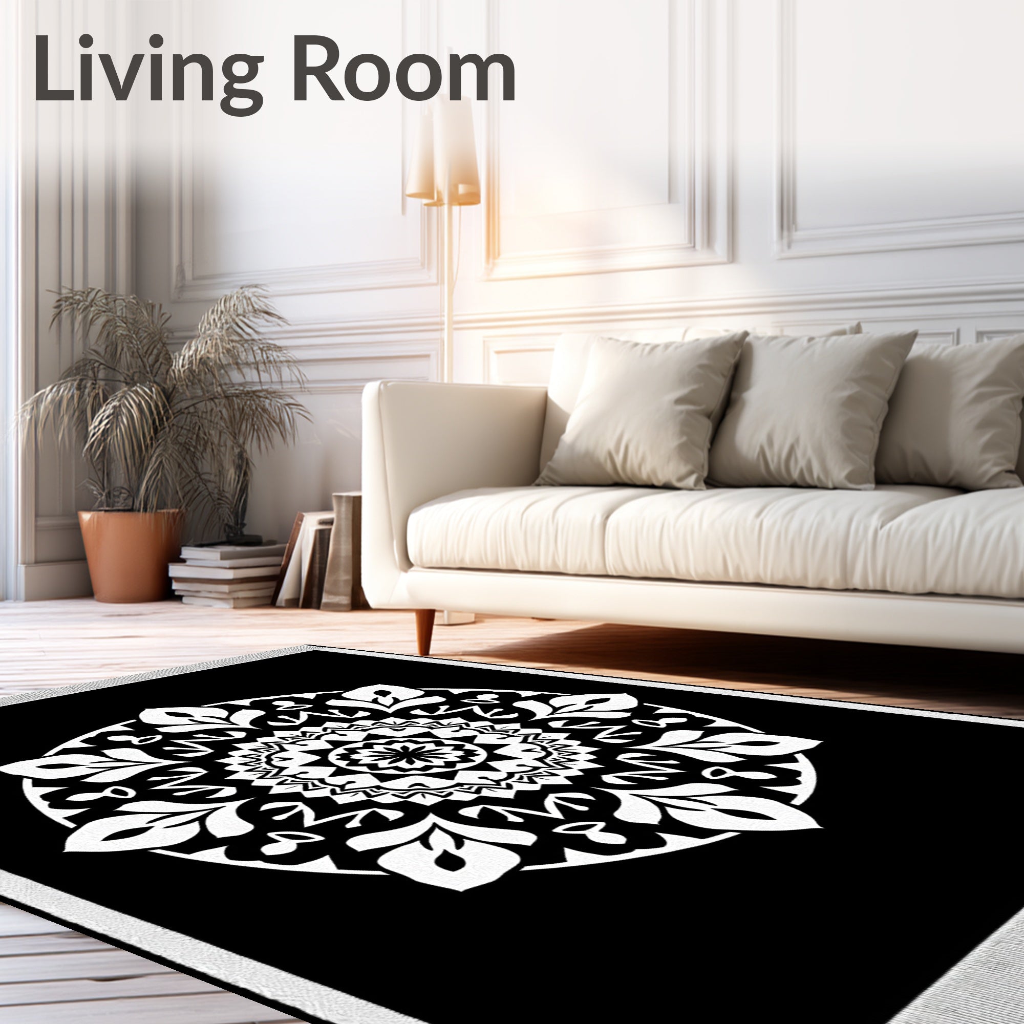 Black and White Mandala Art Rug